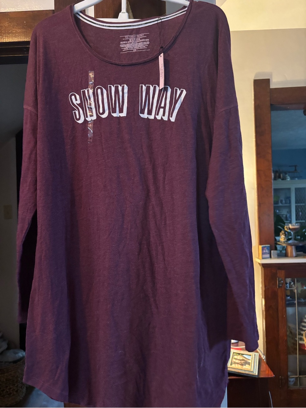 Victoria's Secret Deep Plum 'Show Way' Graphic Long Sleeve Top